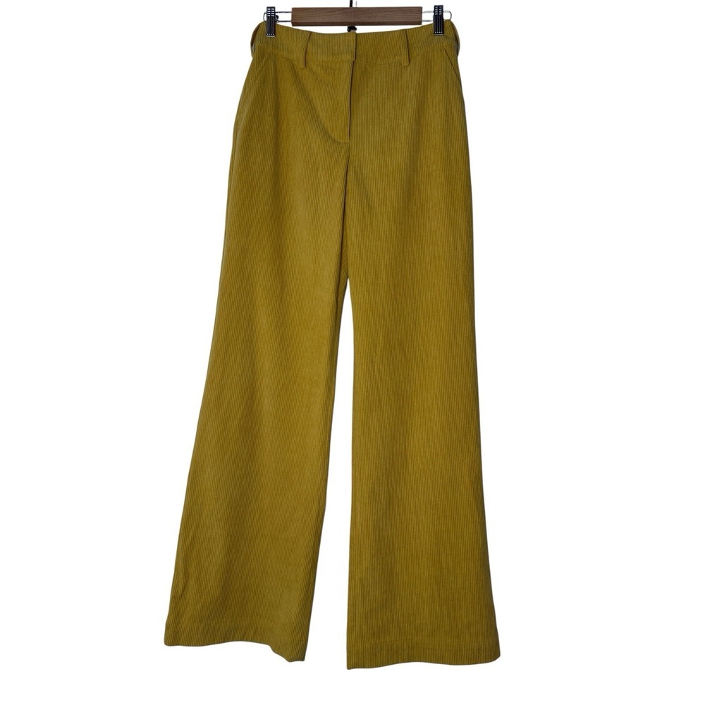 Tuckernuck Wide Leg Pants Women Size 4 Mustard‎ Yellow Corduroy Career Office